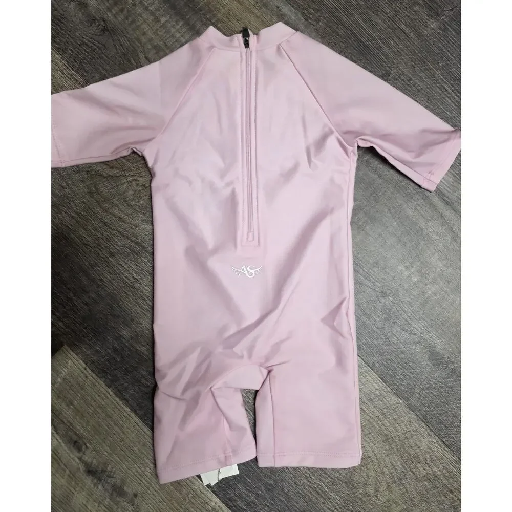 Angel Season Baby Girl Rash Guard Pink 6-12M Long Sleeve Swim Shirt Cherry New